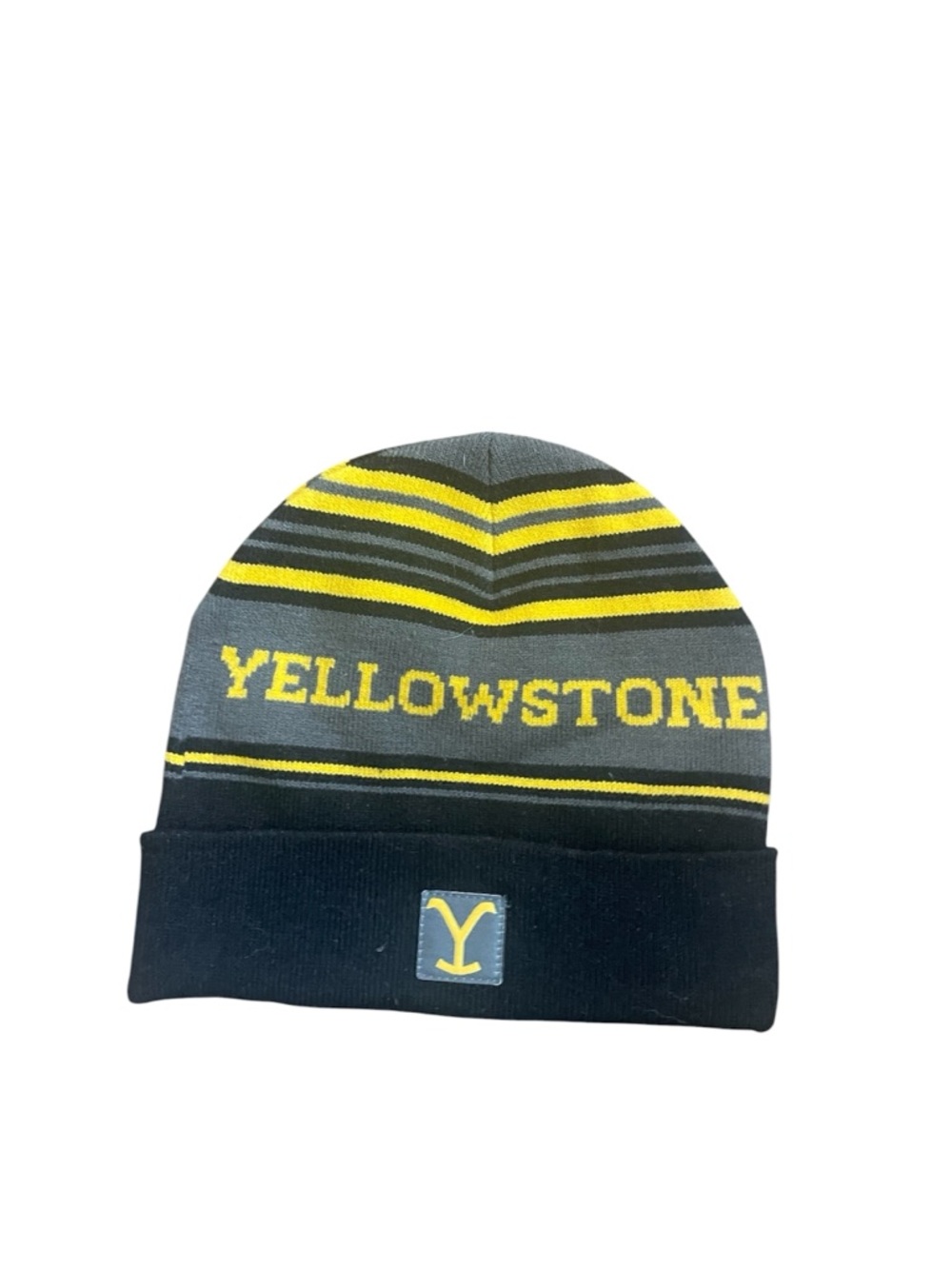 Yellowstone Unisex OS Black & Yellow Knit Beanie with Logo Patch